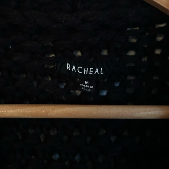 RACHEAL Chunky Black Bubble Sleeve Cardigan - Oversized Boho Knit - Size M - Picture 3 of 9